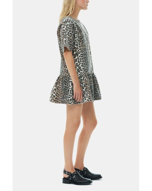 Ganni Multicolor Open-Back Mini Denim Dress