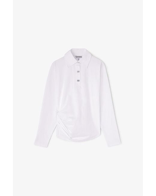 Ganni White Polo Shirt