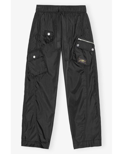 Ganni Black Duchesse Nylon Cargo Trousers