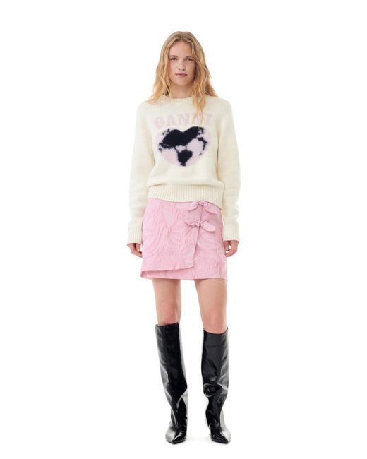 Ganni Pink Textured Cloqué Mini Skirt