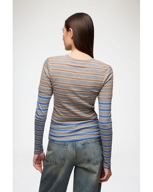 Ganni Blue Long-Sleeve Top