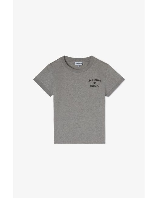 Ganni Gray Paris Club Baby Fit T-Shirt