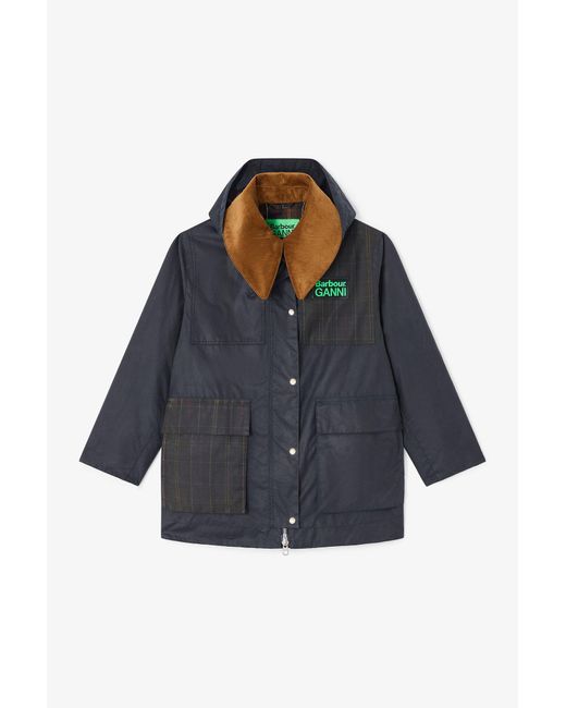 Ganni Blue X Barbour Waxed Jacket