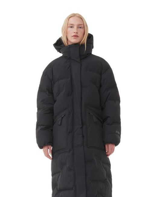 Ganni Long Sleeve Oversized Soft Puffer Coat in Black | Lyst