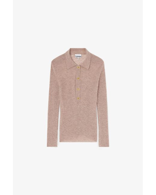 Ganni Blue Polo Shirt
