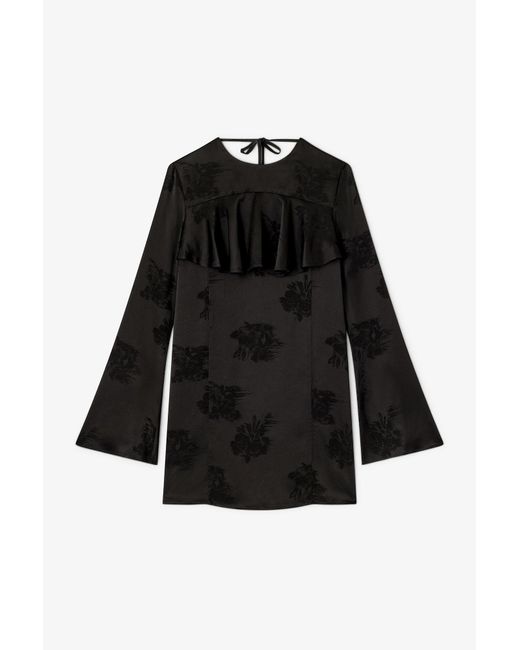 Ganni Black Ruffle Mini Dress
