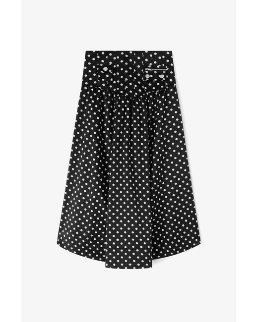 Ganni White Polka-Dot Satin Corset Skirt