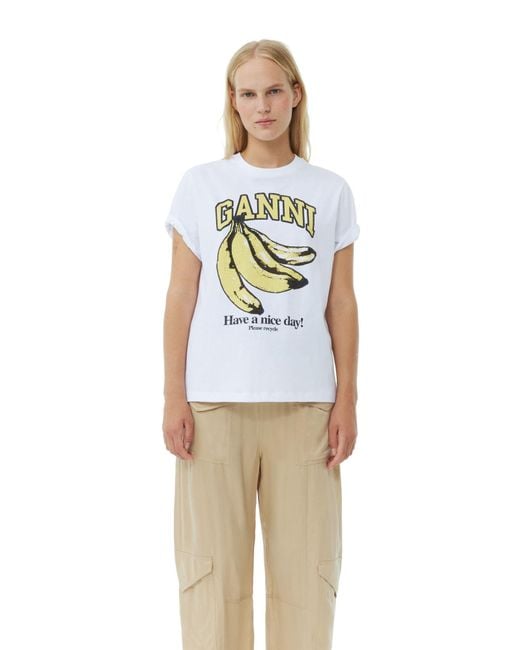 Ganni Multicolor White Relaxed Banana T-shirt