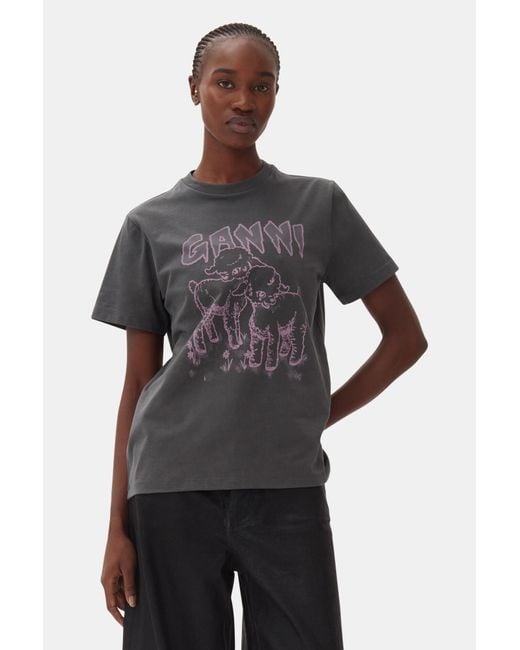 Ganni Black Relaxed Lamb T-Shirt