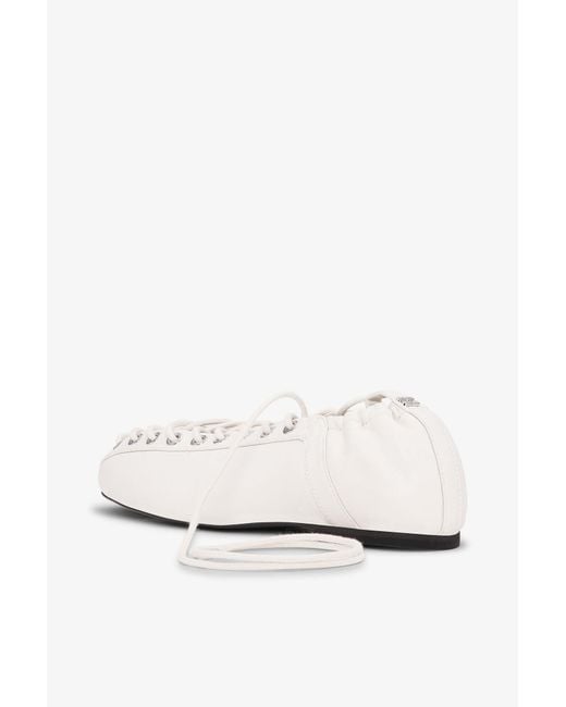 Ganni White Faux Leather Ballet Shoes