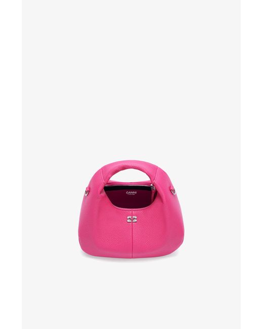 Ganni Pink Mini Hobo Bag In