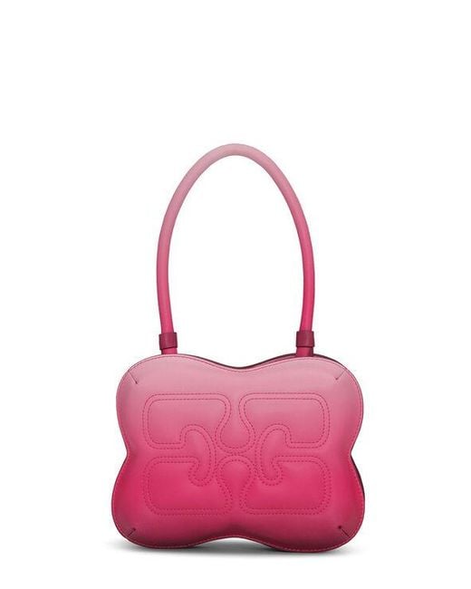 Ganni Black Pink Gradient Butterfly Top Handle Bag