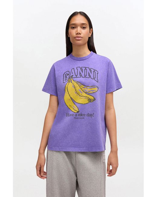 Ganni Purple Vintage Wash T-Shirt