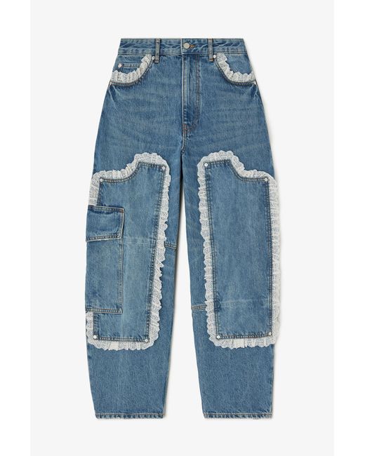 Ganni Blue Audri Lace Jeans