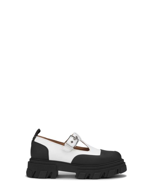 Ganni Black White Cleated Mary Jane Shoes