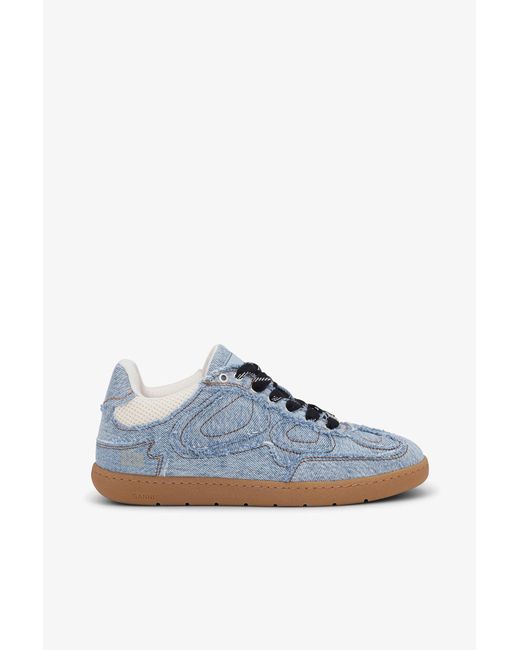Ganni Blue 08 Denim Raw Edge Sneakers