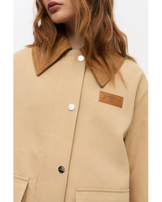 Ganni Natural Camel Twill Midi Jacket