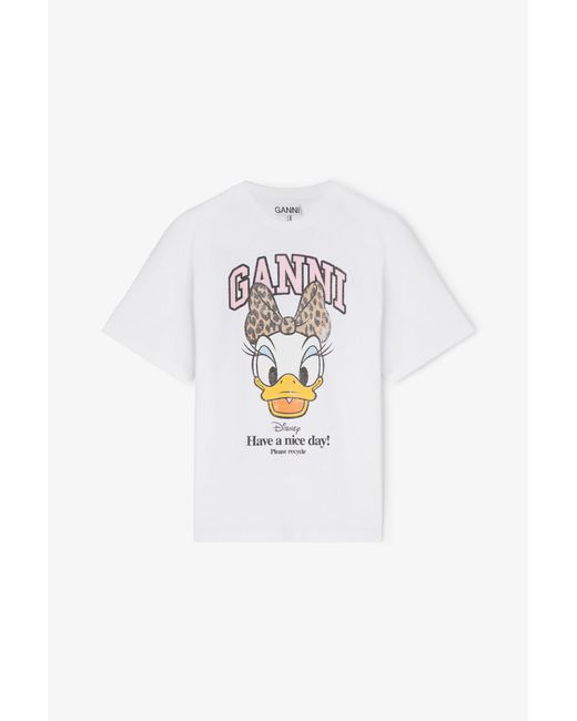 Ganni White Daisy Duck Printed T-Shirt
