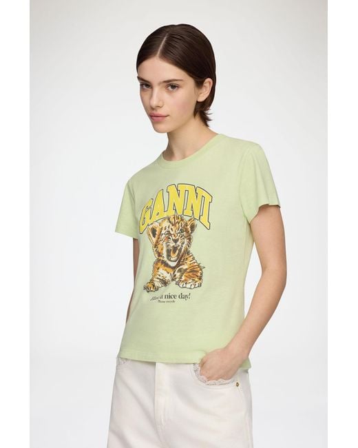 Ganni Multicolor Baby Fit T-Shirt With Tiger