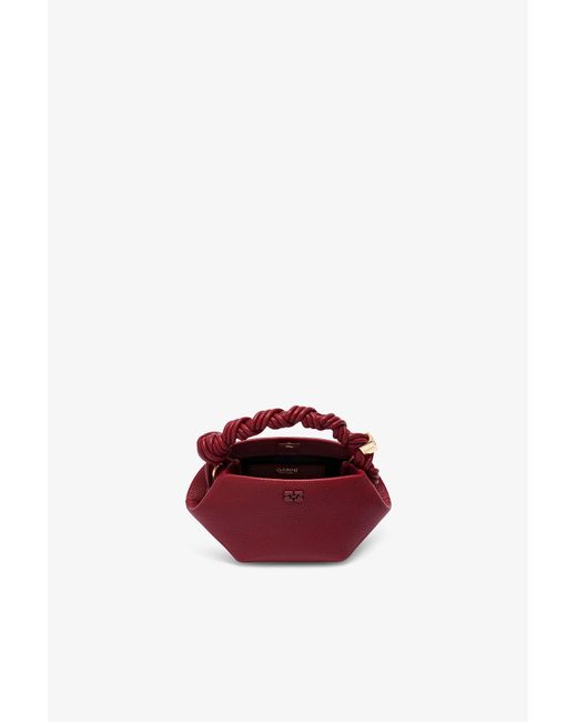 Ganni Red Burgundy Grained Mini Bou Bag