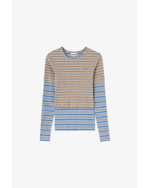 Ganni Blue Long-Sleeve Top