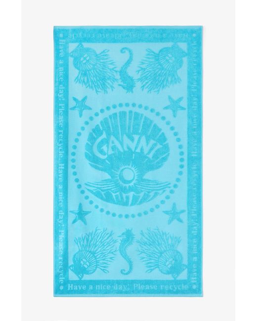 Ganni Blue Beach Towel In