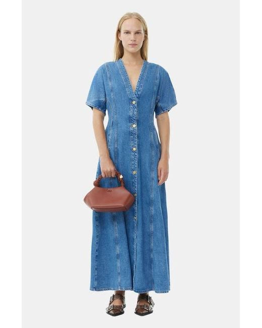 Ganni Blue Circulose Future Denim Maxi Dress