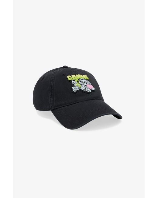 Ganni Black Puppy Canvas Cap