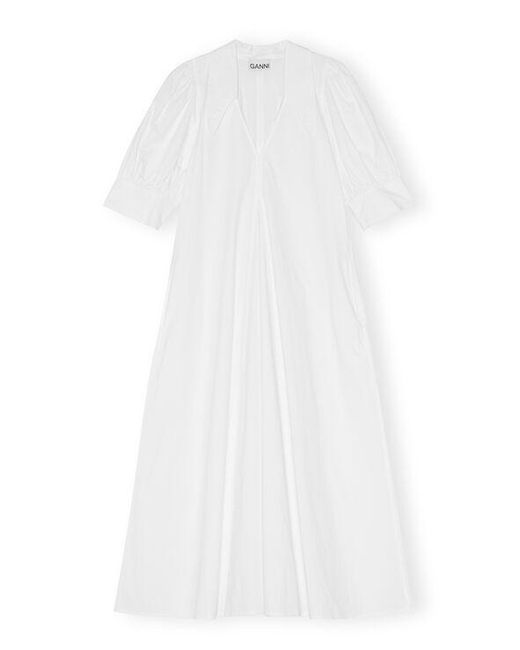 Ganni White Poplin Midi Dress