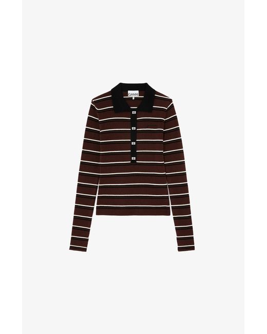 Ganni Black Polo Shirt