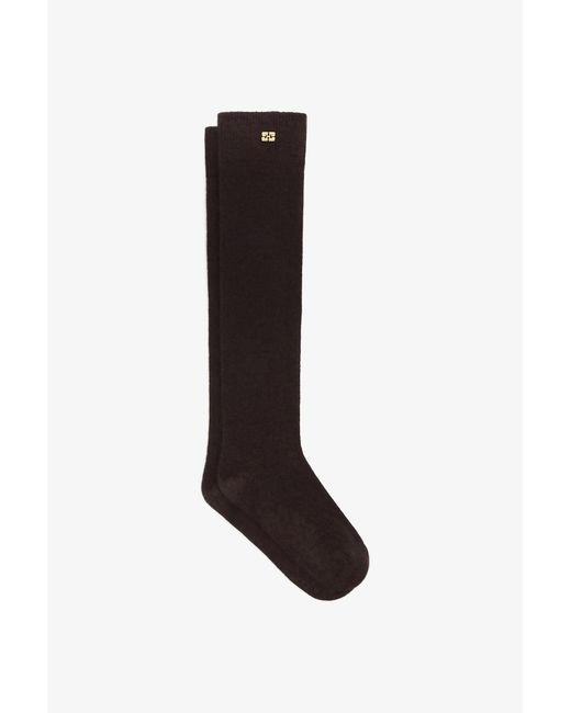 Ganni Black Wool Mix High Socks