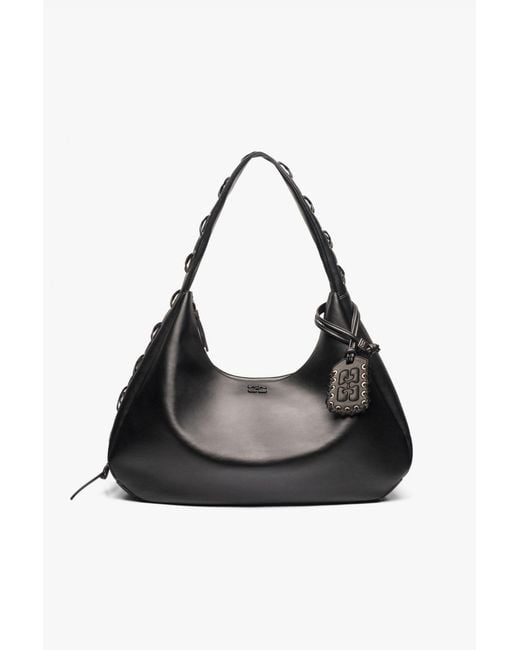 Ganni Black Xxl Hobo Bag