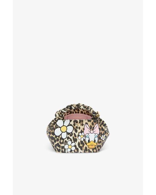 Ganni Brown Daisy Duck Leopard Small Bou Bag