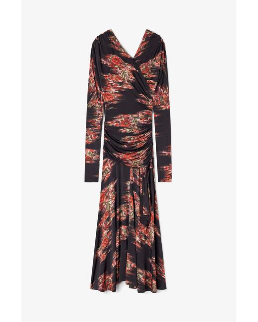 Ganni White Floral Ruched Dress