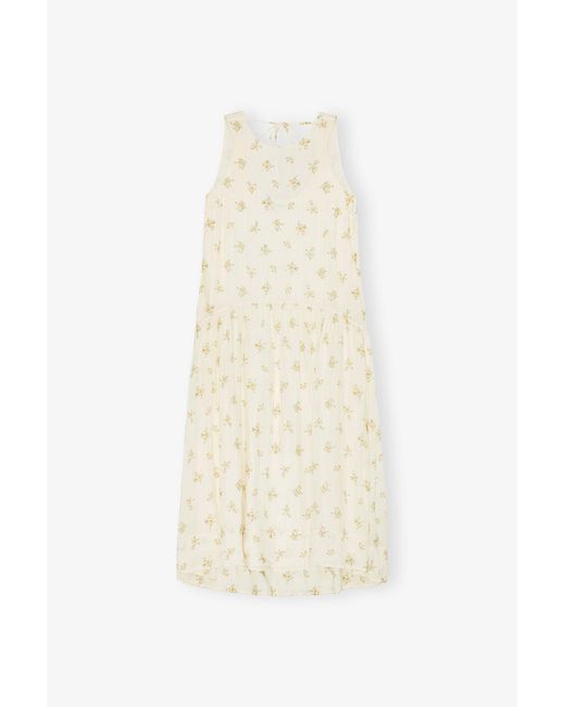 Ganni Natural Ivory Floral Dress