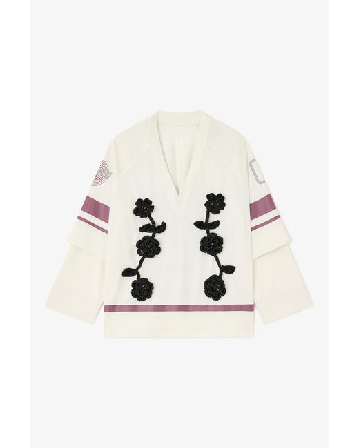 Ganni White Ivory League Long-Sleeve