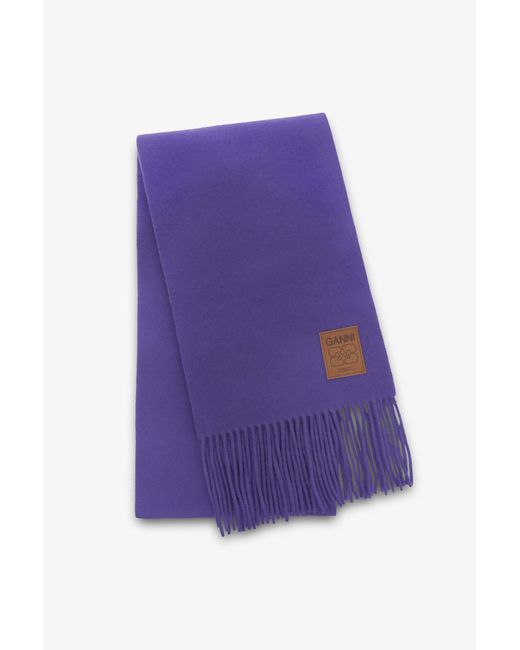 Ganni Purple Wool Knit Scarf