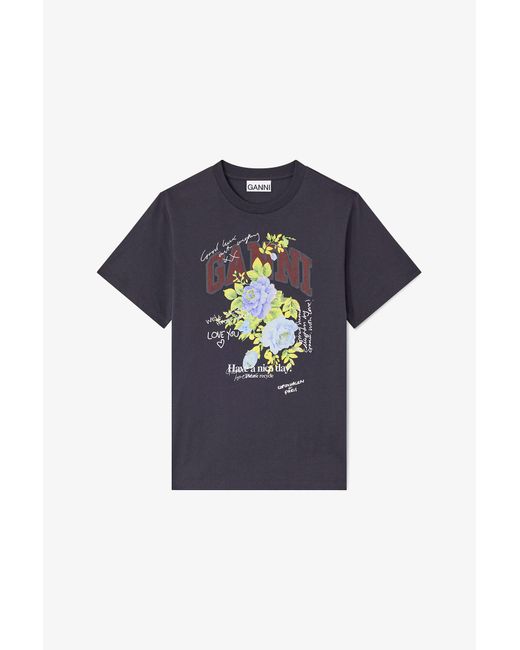 Ganni Blue Rose T-Shirt