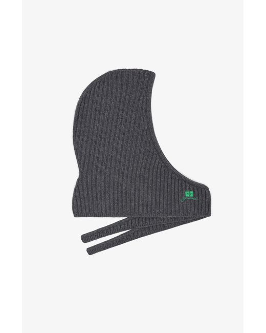 Ganni Black Wool Mix Balaclava