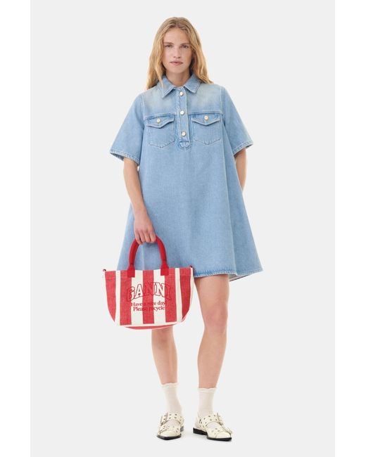 Ganni Blue Light Denim Mini Dress