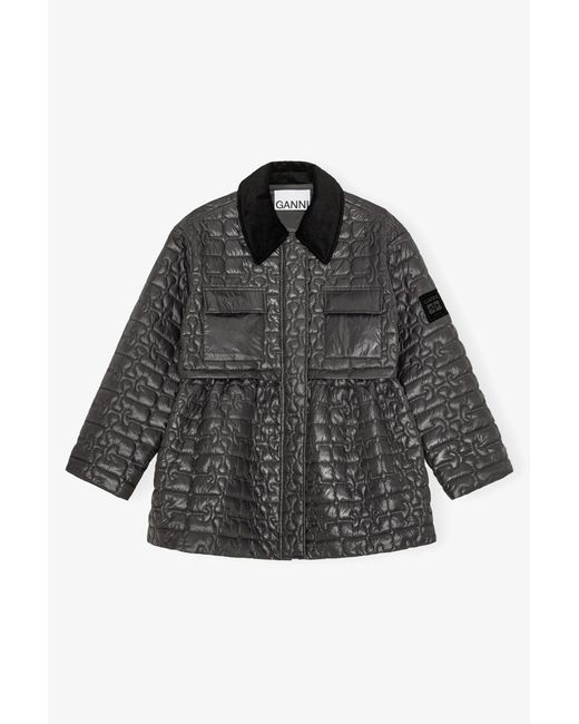 Ganni Multicolor Dark Quilt Midi Jacket