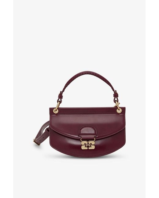 Ganni Purple Burgundy Mini Top Handle Apo-G Bag