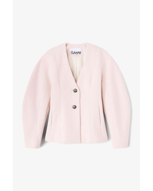 Ganni Pink Wool Blazer