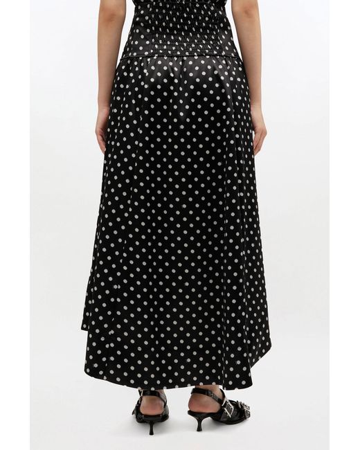Ganni White Polka-Dot Satin Corset Skirt