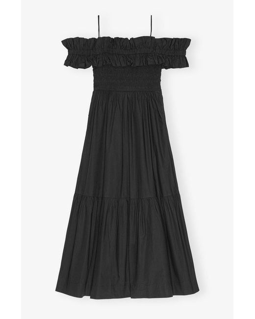 ganni cotton poplin smock maxi dress Ganni Cotton Poplin Smock Maxi Dress