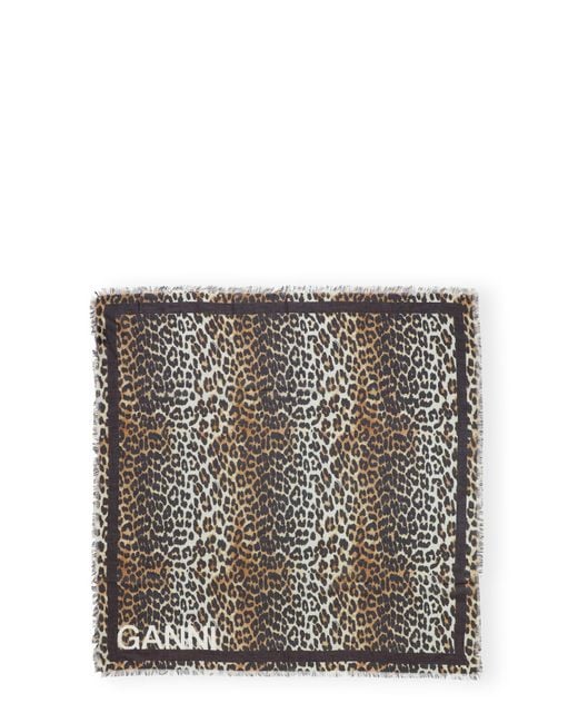 Ganni Black Light Printed Leopard Schal