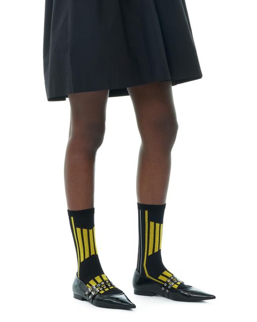 Ganni Black/Yellow Sporty Socken