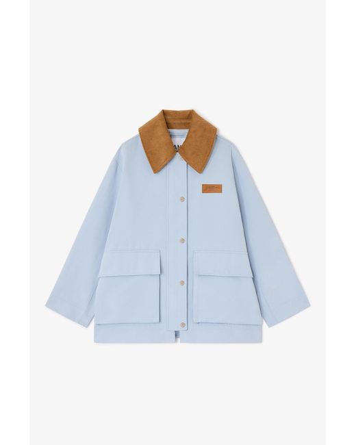 Ganni Blue Twill Midi Jacket