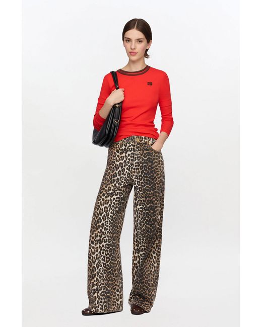 Ganni Red Long-Sleeve Top