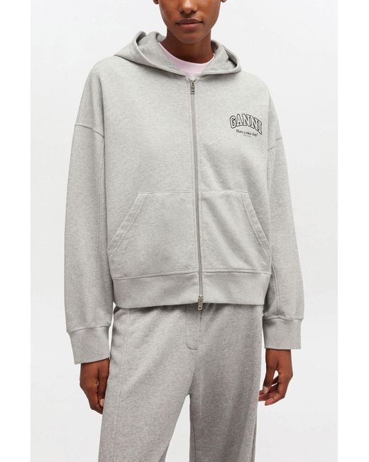 Ganni Gray Zip Hoodie